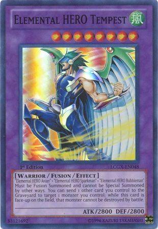 1st Edition, Fusion/Effect Monster, Legendary Collection 2, Super Rare, Unlimited, Warrior, Wind Elemental HERO Tempest [LCGX-EN048] Super Rare - Trading Card World