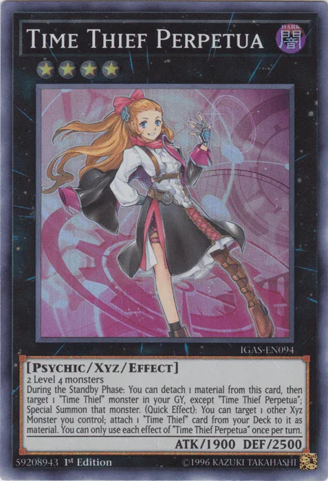 1st Edition, Dark, Ignition Assault, Psychic, Super Rare, Unlimited, Xyz/Effect Monster Time Thief Perpetua [IGAS-EN094] Super Rare - Trading Card World