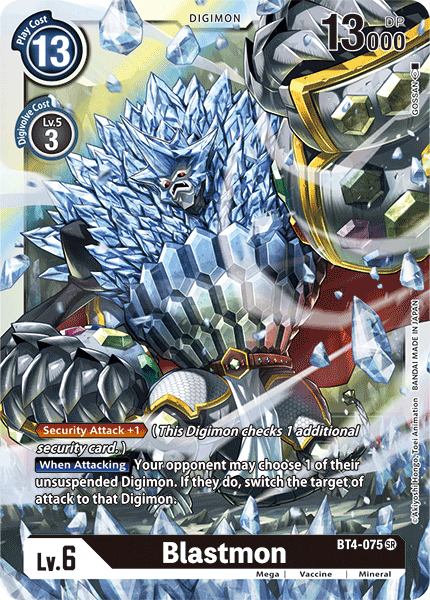 Black, BT4-075, Digimon, Great Legend, Mega, Mineral, Super Rare, Vaccine Blastmon [BT4-075] [Great Legend] - Trading Card World