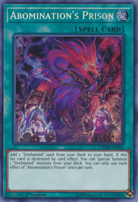 1st Edition, Chaos Impact, Normal Spell, Secret Rare, Spell, Unlimited Abomination's Prison [CHIM-EN054] Secret Rare - Trading Card World