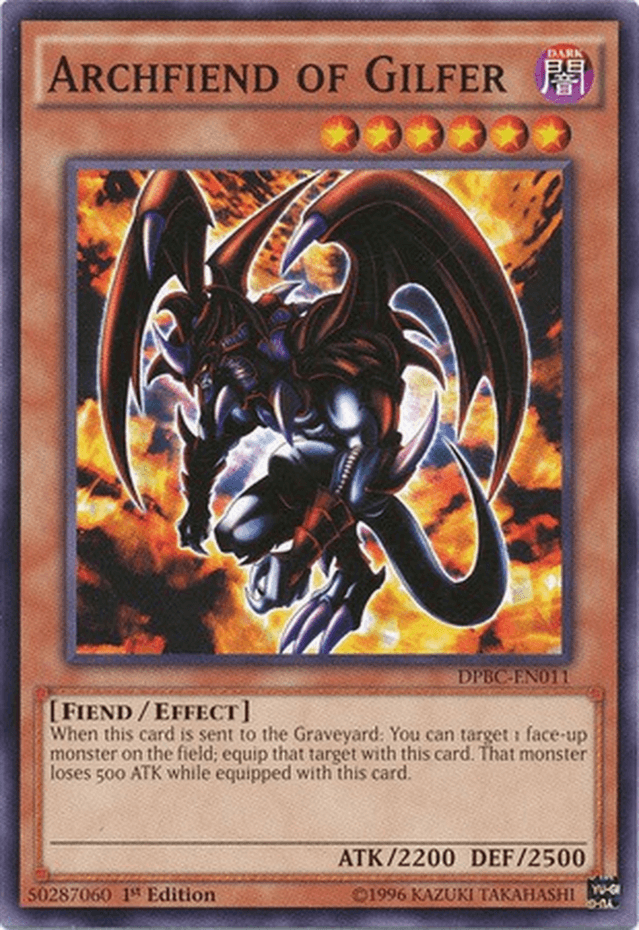 1st Edition, Common, Dark, Duelist Pack: Battle City, Effect Monster, Fiend Archfiend of Gilfer [DPBC-EN011] Common - Trading Card World