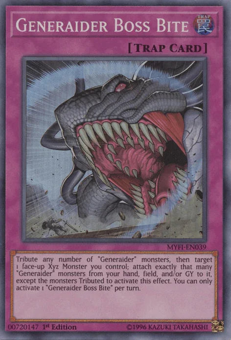 1st Edition, Mystic Fighters, Normal Trap, Super Rare, Trap Generaider Boss Bite [MYFI-EN039] Super Rare - Trading Card World