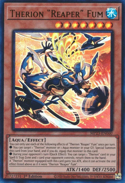 1st Edition, Aqua, Dueling Heroes Collectors Tin - Mega Pack (25th Anniversary Edition), Effect Monster, Ultra Rare, Water Therion "Reaper" Fum [MP23-EN060] Ultra Rare - Trading Card World