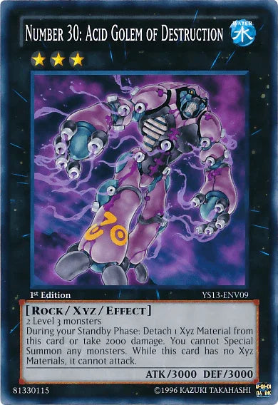 1st Edition, Common, Rock, Super Starter: V for Victory Power-Up Pack, Unlimited, Water, Xyz/Effect Monster Number 30: Acid Golem of Destruction [YS13-ENV09] Common - Trading Card World