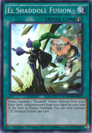 Limited, Quick Play Spell, Spell, Super Rare, The New Challengers El Shaddoll Fusion (SE) [NECH-ENS11] Super Rare - Trading Card World