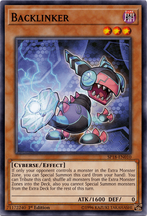 1st Edition, Common, Cyberse, Dark, Effect Monster, Star Pack VRAINS Backlinker [SP18-EN010] Common - Trading Card World