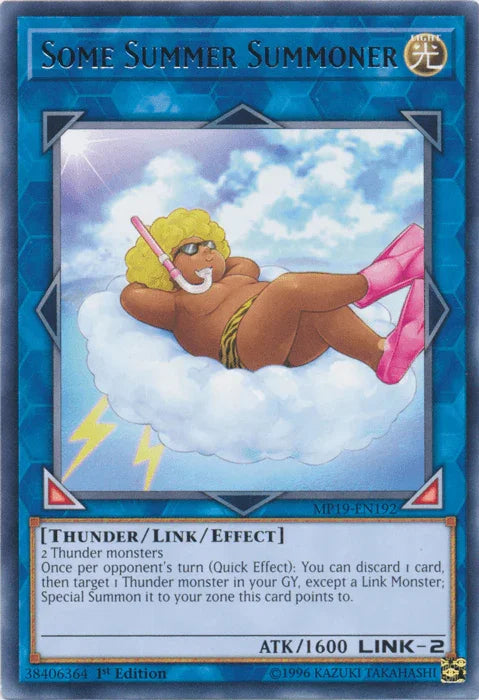 1st Edition, 2019 Gold Sarcophagus Tin Mega Pack, Light, Link/Effect Monster, Rare, Thunder, Unlimited Some Summer Summoner [MP19-EN192] Rare - Trading Card World