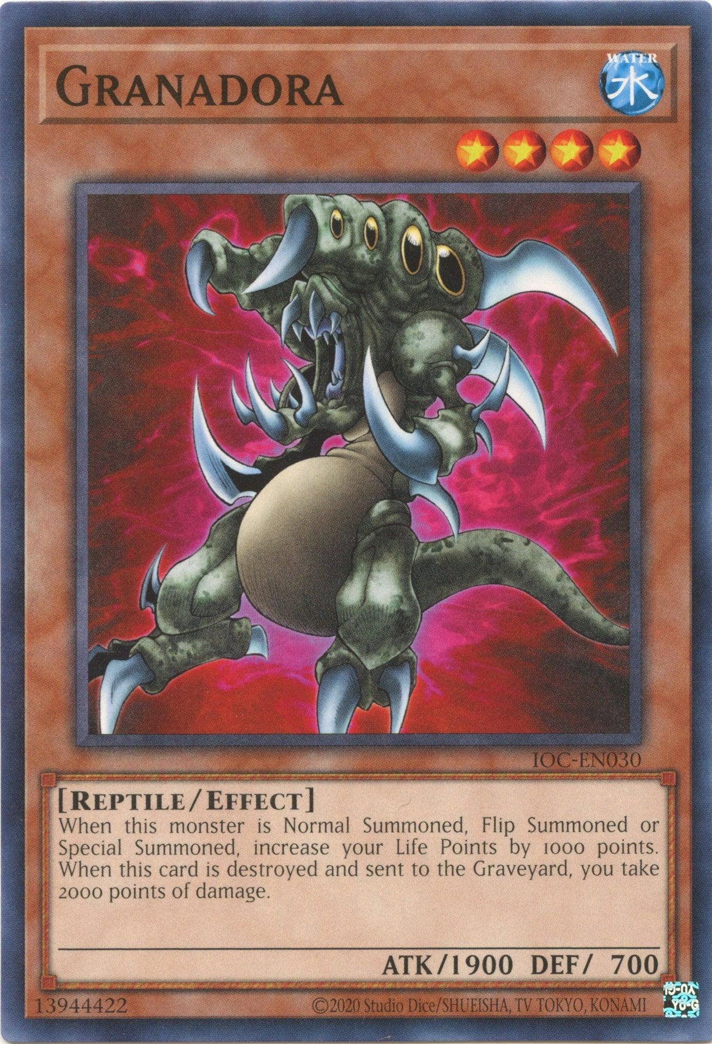 Common, Effect Monster, Invasion of Chaos (25th Anniversary Edition), Reptile, Unlimited, Water Granadora (25th Anniversary) [IOC-EN030] Common - Trading Card World