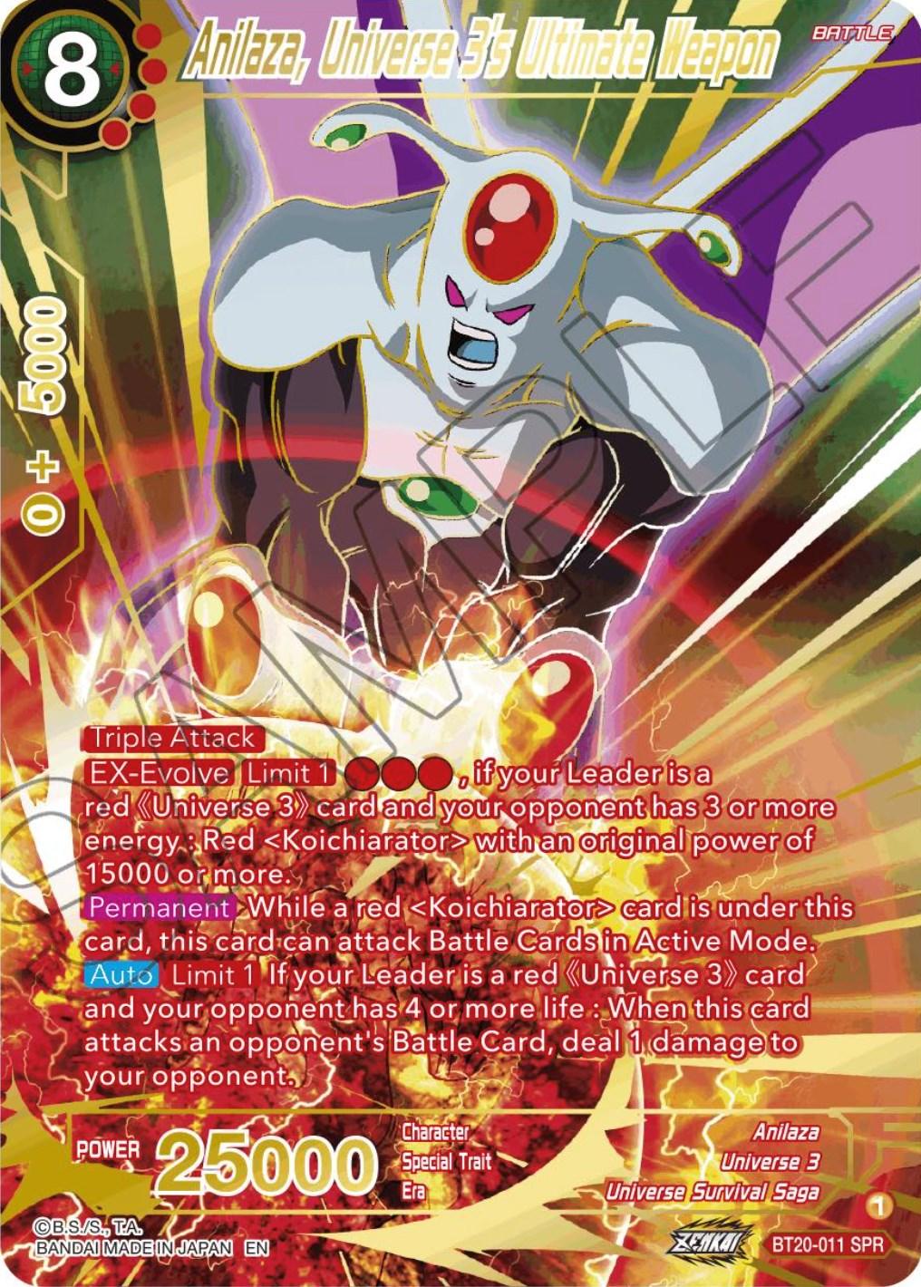 Anilaza, Battle, BT20-011, Parallel Foil, Power Absorbed, Red, Special Rare, Universe 3, Universe Survival Saga Anilaza, Universe 3's Ultimate Weapon (SPR) (BT20-011) [Power Absorbed] - Trading Card World
