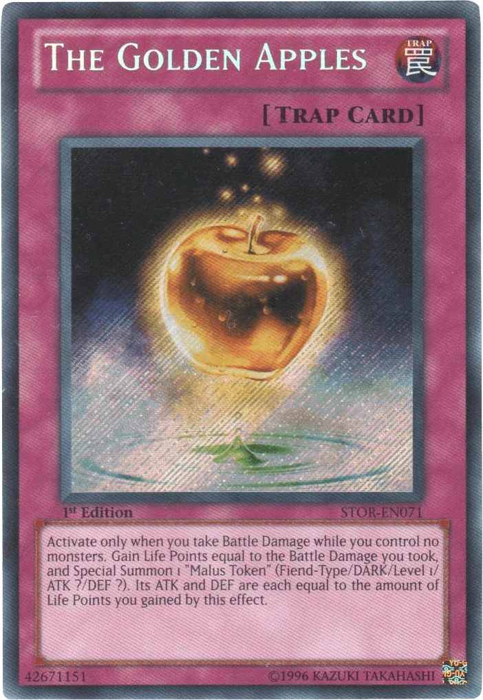 1st Edition, Normal Trap, Secret Rare, Storm of Ragnarok, Trap, Unlimited The Golden Apples [STOR-EN071] Secret Rare - Trading Card World