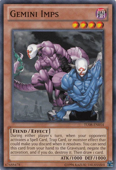 Common, Dark, Effect Monster, Fiend, Turbo Pack: Booster Eight, Unlimited Gemini Imps [TU08-EN014] Common - Trading Card World