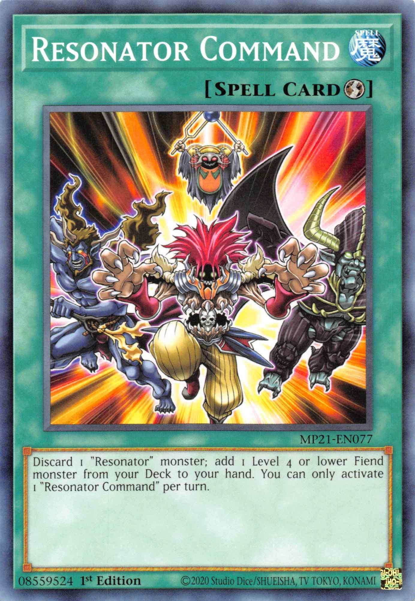 1st Edition, 2021 Tin of Ancient Battles, Common, Quick-Play Spell, Spell Resonator Command [MP21-EN077] Common - Trading Card World
