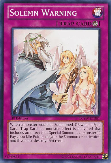 1st Edition, Common, Counter Trap, Legendary Collection 3: Yugi's World, Trap, Unlimited Solemn Warning [LCYW-EN301] Common - Trading Card World
