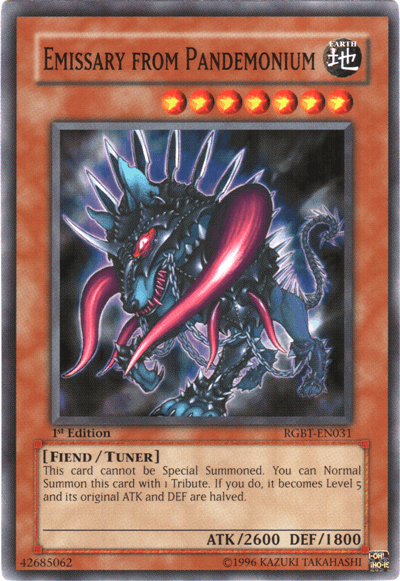 1st Edition, Common, Earth, Fiend, Raging Battle, Tuner Monster, Unlimited Emissary from Pandemonium [RGBT-EN031] Common - Trading Card World
