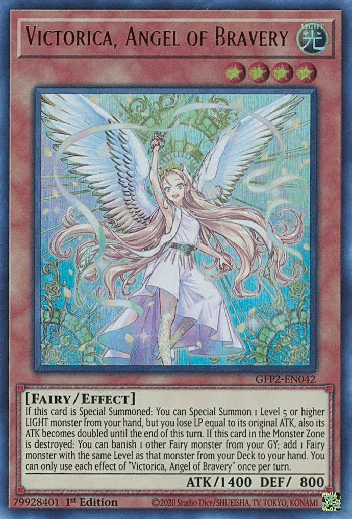 1st Edition, Effect Monster, Fairy, Ghosts From the Past: The 2nd Haunting, Light, Ultra Rare Victorica, Angel of Bravery [GFP2-EN042] Ultra Rare - Trading Card World