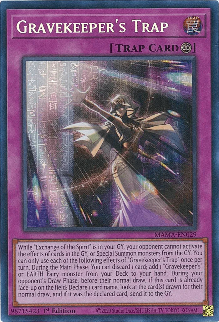 1st Edition, Continuous Trap, Magnificent Mavens, Trap, Ultra Pharaoh's Rare Gravekeeper's Trap [MAMA-EN029] Ultra Pharaoh's Rare - Trading Card World