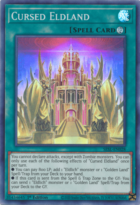 1st Edition, Continuous Spell, Secret Slayers, Spell, Super Rare Cursed Eldland [SESL-EN028] Super Rare - Trading Card World