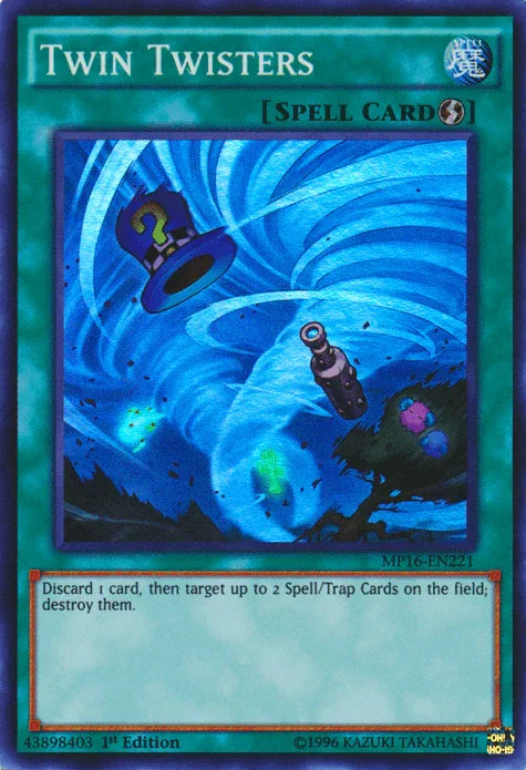 1st Edition, 2016 Mega-Tins Mega Pack, Quick Play Spell, Spell, Super Rare, Unlimited Twin Twisters [MP16-EN221] Super Rare - Trading Card World