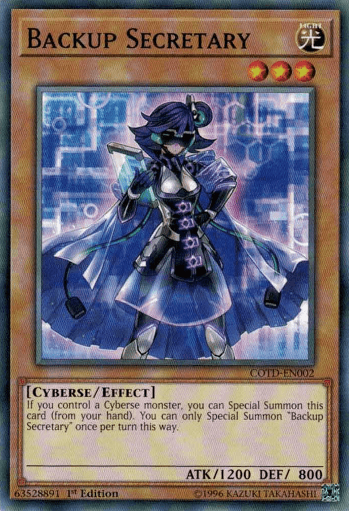 1st Edition, Code of the Duelist, Common, Cyberse, Effect Monster, Light, Unlimited Backup Secretary [COTD-EN002] Common - Trading Card World