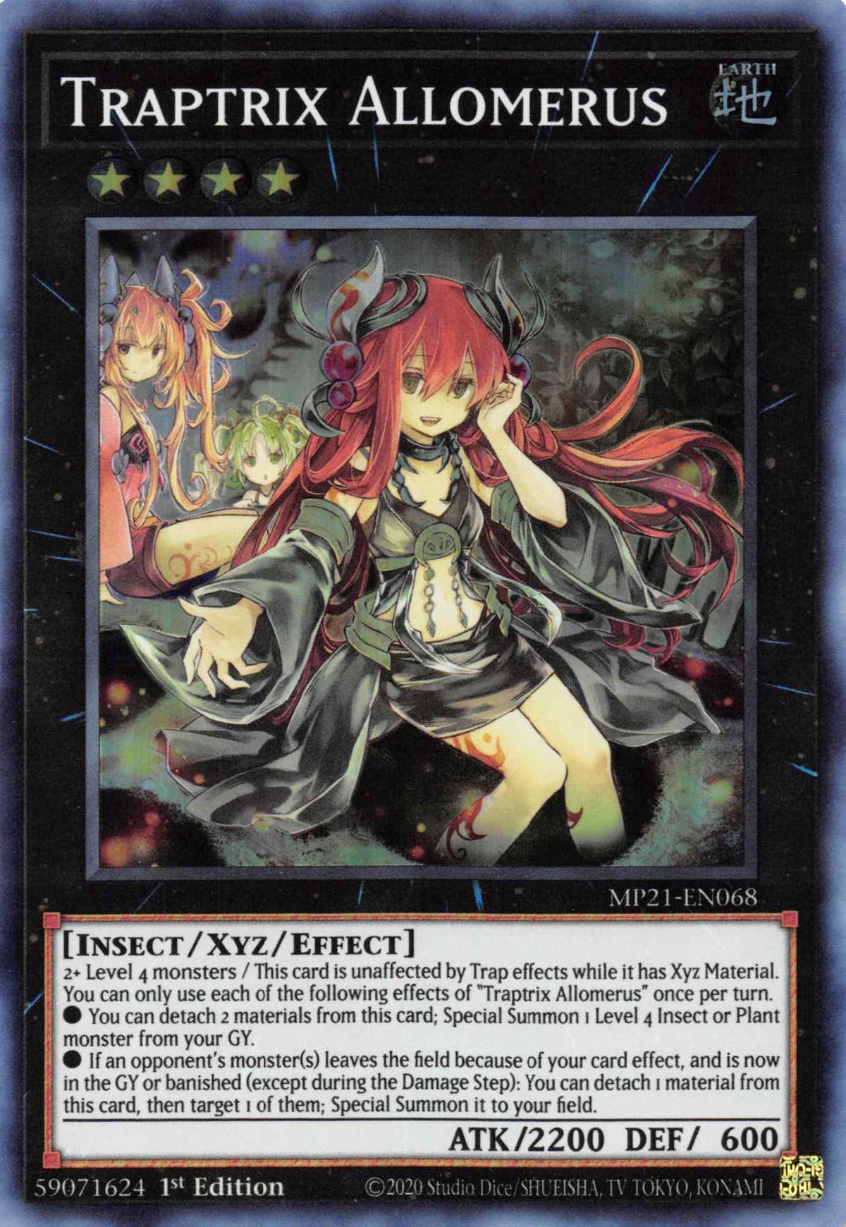 1st Edition, 2021 Tin of Ancient Battles, Earth, Insect, Super Rare, Xyz/Effect Monster Traptrix Allomerus [MP21-EN068] Super Rare - Trading Card World