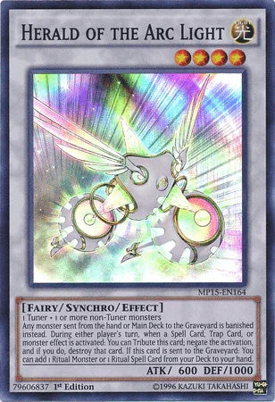 1st Edition, 2015 Mega-Tins Mega Pack, Fairy, Light, Super Rare, Synchro/Effect Monster Herald of the Arc Light [MP15-EN164] Super Rare - Trading Card World