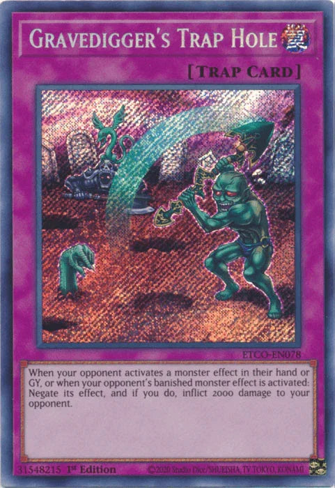 1st Edition, Eternity Code, Normal Trap, Secret Rare, Trap Gravedigger's Trap Hole [ETCO-EN078] Secret Rare - Trading Card World