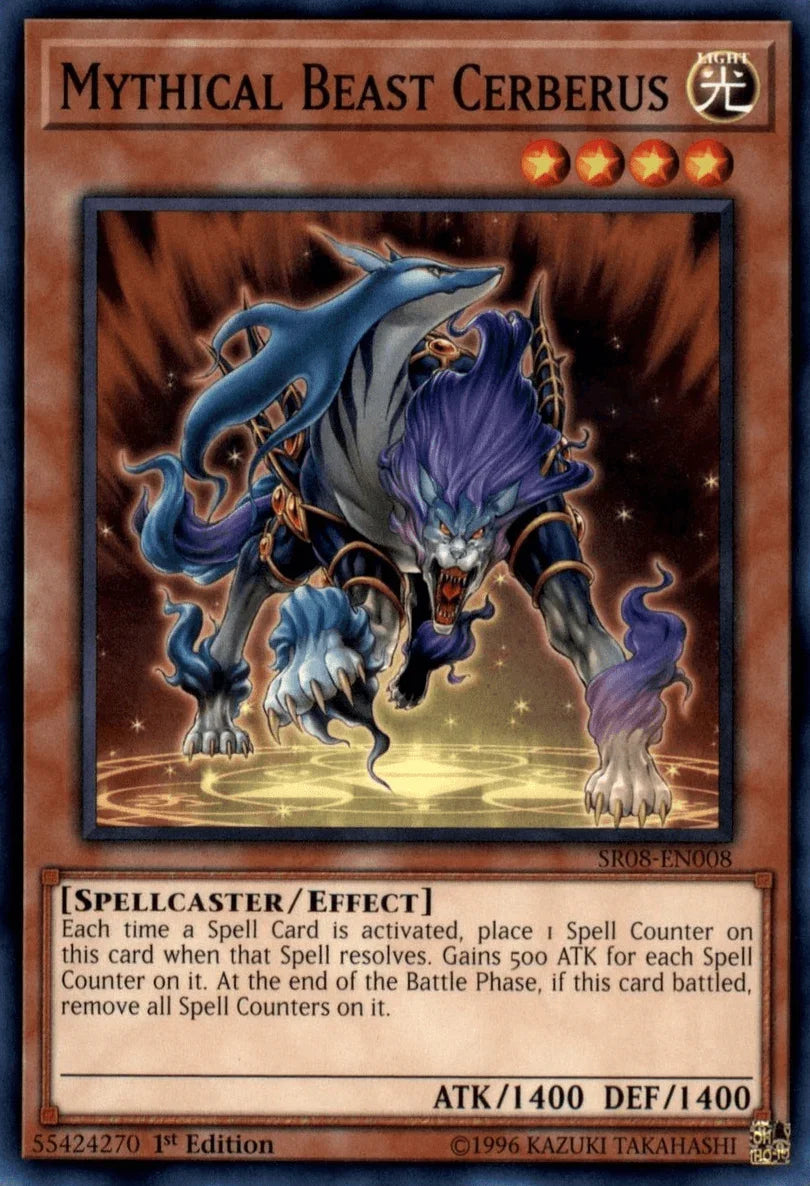 1st Edition, Common, Effect Monster, Light, Spellcaster, Structure Deck: Order of the Spellcasters Mythical Beast Cerberus [SR08-EN008] Common - Trading Card World