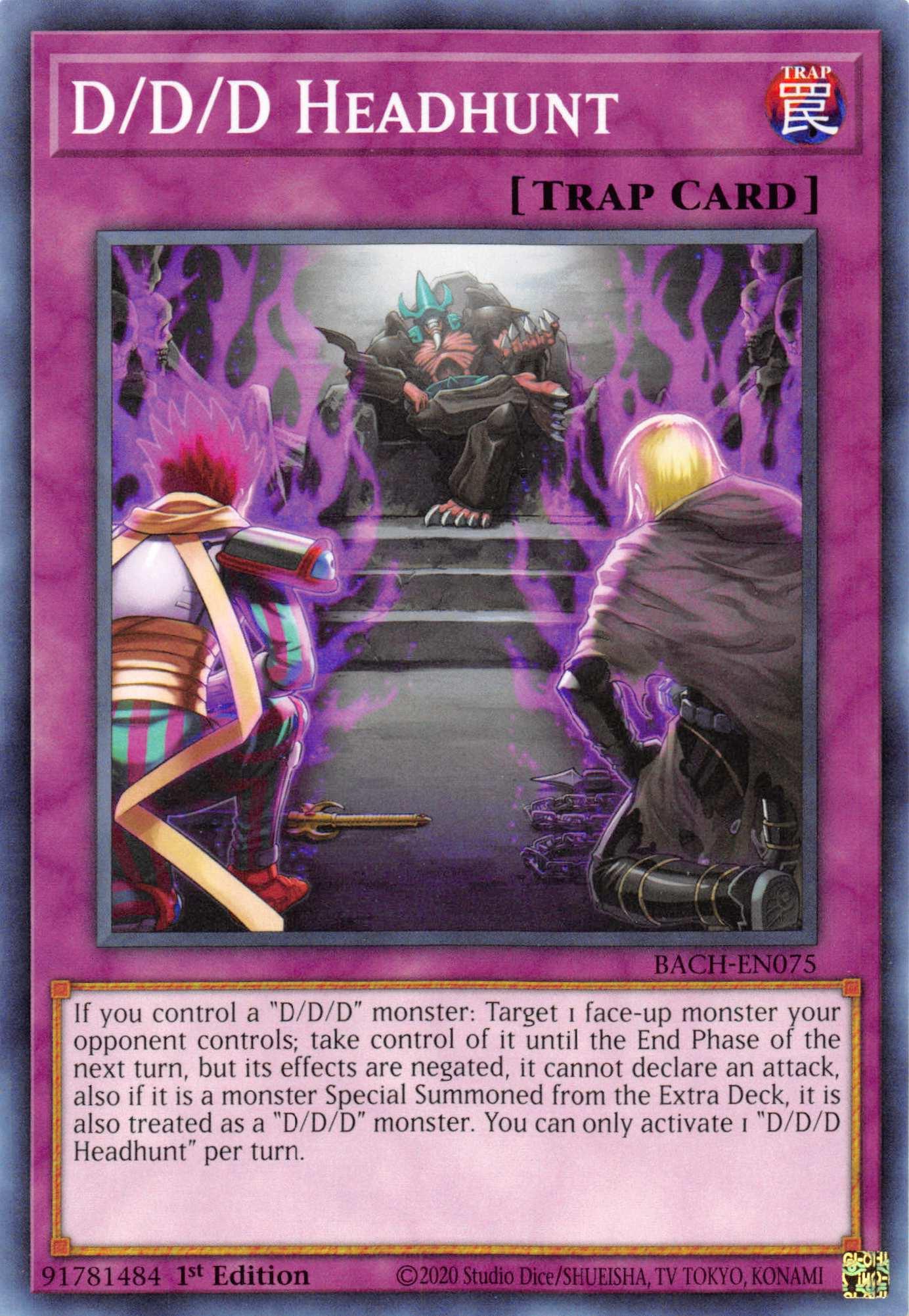 1st Edition, Battle of Chaos, Common, Normal Trap, Trap D/D/D Headhunt [BACH-EN075] Common - Trading Card World