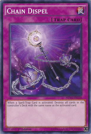 1st Edition, 2015 Mega-Tins Mega Pack, Common, Normal Trap, Trap Chain Dispel [MP15-EN118] Common - Trading Card World