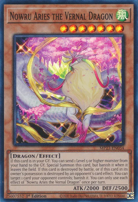1st Edition, Dragon, Dueling Heroes Collectors Tin - Mega Pack (25th Anniversary Edition), Effect Monster, Super Rare, Wind Nowru Aries the Vernal Dragon [MP23-EN054] Super Rare - Trading Card World