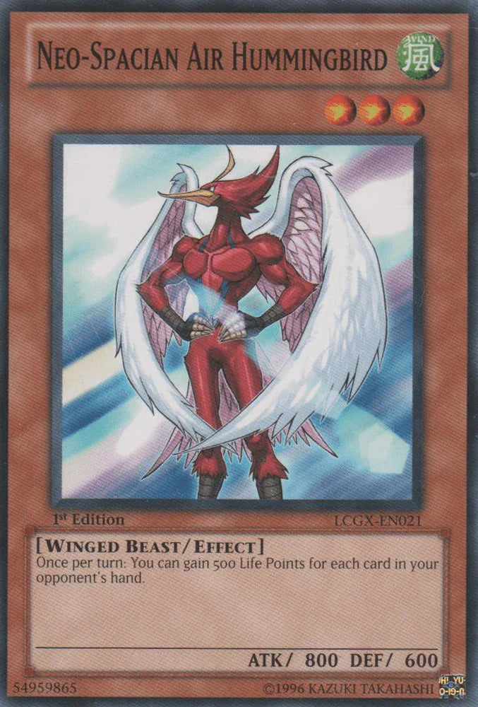 1st Edition, Common, Effect Monster, Legendary Collection 2, Unlimited, Wind, Winged Beast Neo-Spacian Air Hummingbird [LCGX-EN021] Common - Trading Card World