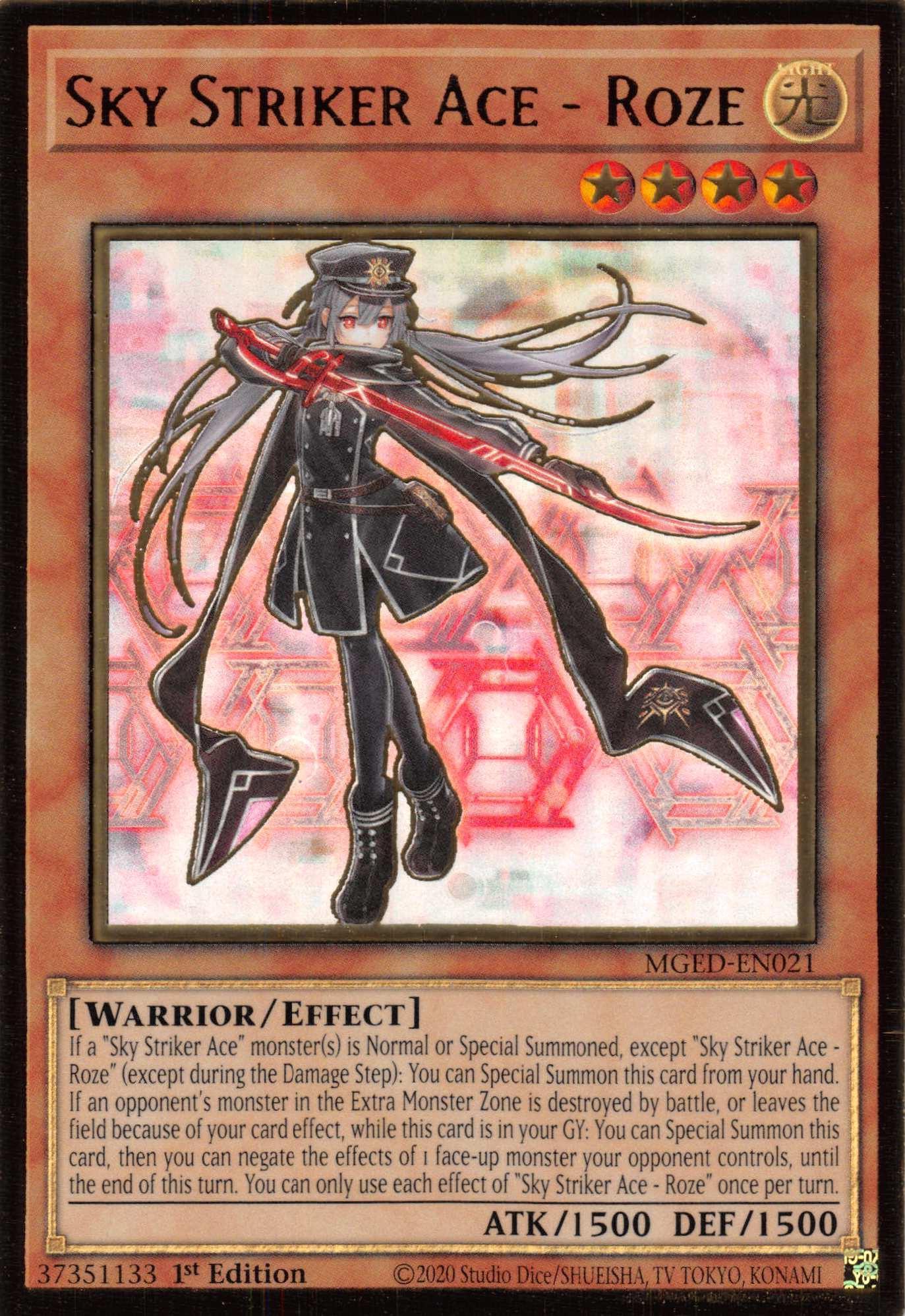 1st Edition, Effect Monster, Gold Rare, Light, Maximum Gold: El Dorado, Warriot Sky Striker Ace - Roze [MGED-EN021] Gold Rare - Trading Card World