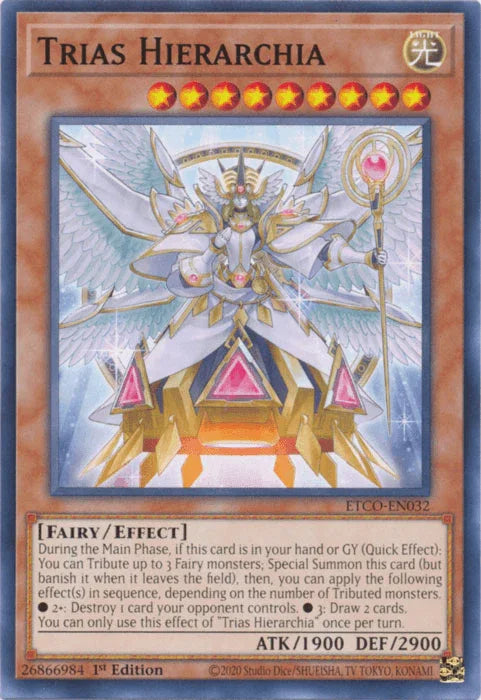 1st Edition, Common, Effect Monster, Eternity Code, Fairy, Light Trias Hierarchia [ETCO-EN032] Common - Trading Card World