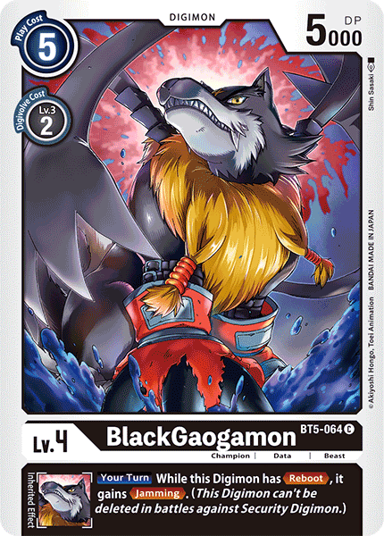 Battle of Omni, Beast, Black, BT5-064, Champion, Common, Data, Digimon BlackGaogamon [BT5-064] [Battle of Omni] - Trading Card World