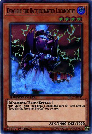 1st Edition, Dark, Flip/Effect Monster, Machine, Speed Duel: Scars of Battle, Super Rare Dekoichi the Battlechanted Locomotive [SBSC-EN032] Super Rare - Trading Card World