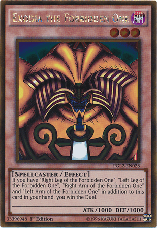 1st Edition, Dark, Gold Rare, Normal Monster, Premium Gold: Return of the Bling, Spellcaster, Unlimited Exodia the Forbidden One [PGL2-EN026] Gold Rare - Trading Card World