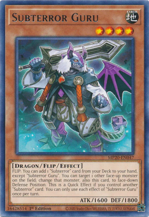 1st Edition, 2020 Tin of Lost Memories, Dragon, Earth, Flip/Effect Monster, Rare Subterror Guru [MP20-EN047] Rare - Trading Card World