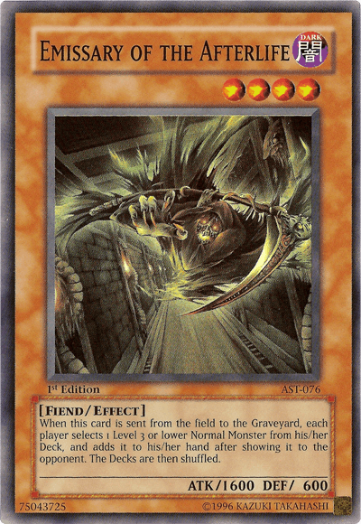 1st Edition, Ancient Sanctuary, Dark, Effect Monster, Fiend, Super Rare, Unlimited Emissary of the Afterlife [AST-076] Super Rare - Trading Card World