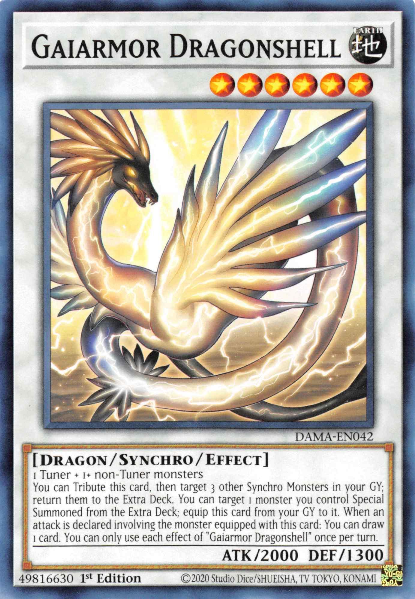 1st Edition, Common, Dawn of Majesty, Dragon, Earth, Synchro/Effect Monster Gaiarmor Dragonshell [DAMA-EN042] Common - Trading Card World
