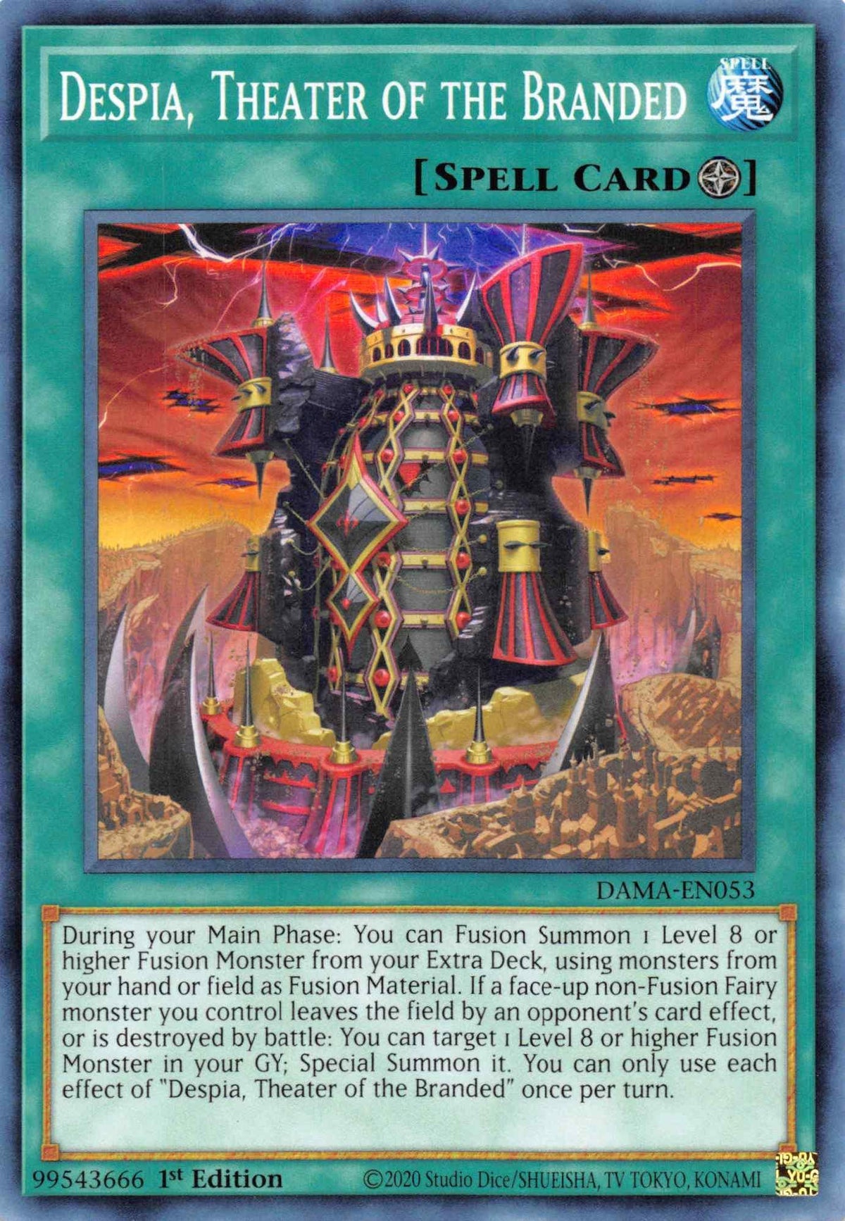 1st Edition, Common, Dawn of Majesty, Field Spell, Spell Despia, Theater of the Branded [DAMA-EN053] Common - Trading Card World