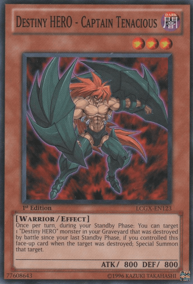 1st Edition, Common, Dark, Effect Monster, Legendary Collection 2, Unlimited, Warrior Destiny HERO - Captain Tenacious [LCGX-EN123] Common - Trading Card World