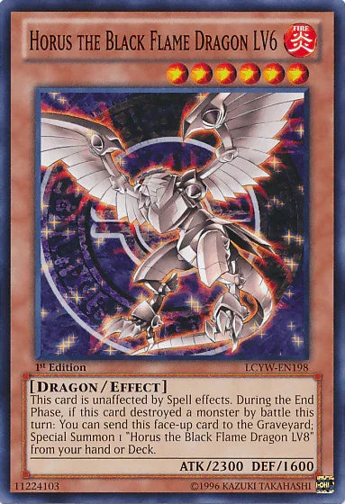 1st Edition, Common, Dragon, Effect Monster, Fire, Legendary Collection 3: Yugi's World, Unlimited Horus the Black Flame Dragon LV6 [LCYW-EN198] Common - Trading Card World