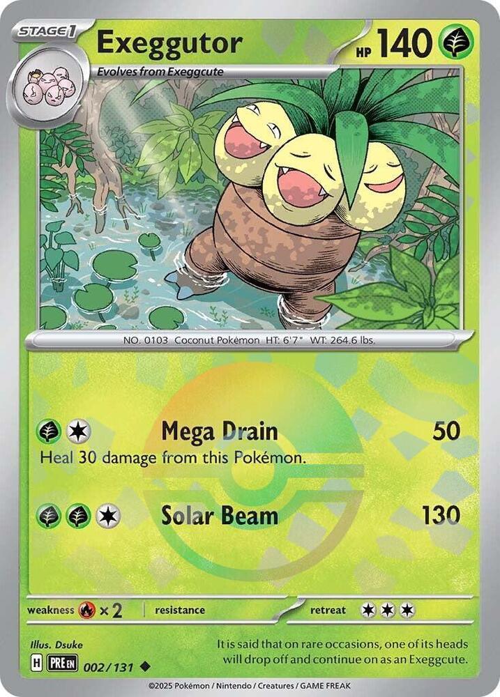 002, Fire [x2], Grass, Holofoil, Scarlet & Violet: Prismatic Evolutions, Uncommon Exeggutor (002/131) (Poke Ball Pattern) [Scarlet & Violet: Prismatic Evolutions] - Trading Card World