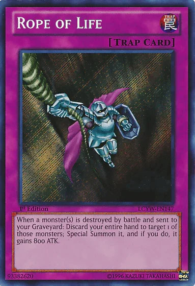1st Edition, Legendary Collection 3: Yugi's World, Normal Trap, Secret Rare, Trap, Unlimited Rope of Life [LCYW-EN147] Secret Rare - Trading Card World