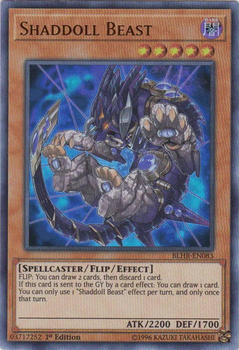 1st Edition, Battles of Legend: Hero's Revenge, Dark, Flip/Effect Monster, Spellcaster, Ultra Rare Shaddoll Beast [BLHR-EN083] Ultra Rare - Trading Card World