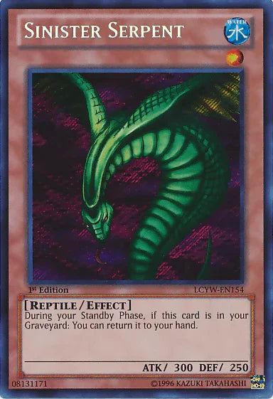 1st Edition, Effect Monster, Legendary Collection 3: Yugi's World, Reptile, Secret Rare, Unlimited, Water Sinister Serpent [LCYW-EN154] Secret Rare - Trading Card World