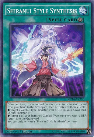 1st Edition, 2016 Mega-Tins Mega Pack, Common, Field Spell, Spell, Unlimited Shiranui Style Synthesis [MP16-EN220] Common - Trading Card World