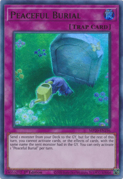 1st Edition, 2020 Tin of Lost Memories, Normal Trap, Trap, Ultra Rare Peaceful Burial [MP20-EN196] Ultra Rare - Trading Card World