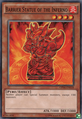 Common, Effect Monster, Fire, OTS Tournament Pack 4, Pyro, Unlimited Barrier Statue of the Inferno [OP04-EN018] Common - Trading Card World
