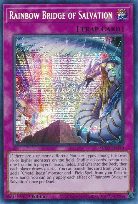 1st Edition, 2022 Tin of the Pharaoh's Gods, Normal Trap, Prismatic Secret Rare, Trap Rainbow Bridge of Salvation [MP22-EN270] Prismatic Secret Rare - Trading Card World